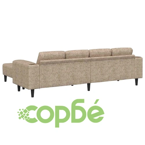 Комплект U-образен диван 4 местен, Светлосив Изкуствен велур с табуретка ➤ топ цена ➤ sorbe.bg