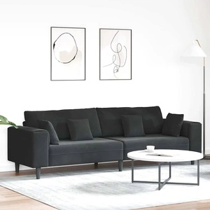 Диван Кадифе 4-местен, 250 x 77 x 76 см, Черен