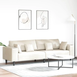 4-местен велурен диван в крем цвят 208 см с възглавници