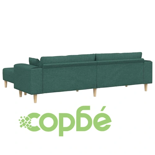 U-образен текстилен диван с възглавници, тъмно зелен, 208 см ➤ топ цена ➤ sorbe.bg