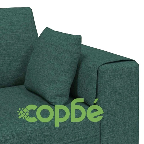 U-образен текстилен диван с възглавници, тъмно зелен, 208 см ➤ топ цена ➤ sorbe.bg