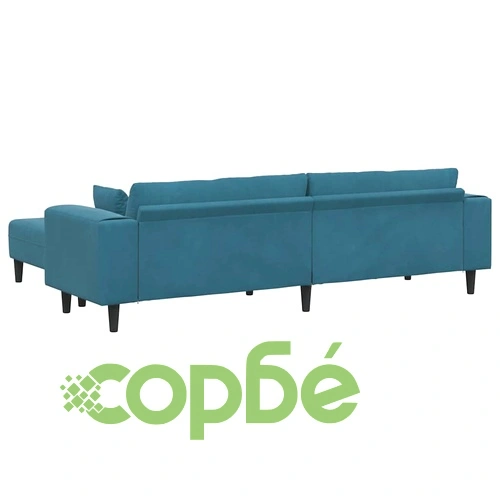 4-местен U-образен диван от кадифе 250x188x76 см - син ➤ топ цена ➤ sorbe.bg