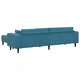 4-местен U-образен диван от кадифе 250x188x76 см - син