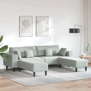 U-образен кадифен диван за 4 души светлосив 250x188x76 см