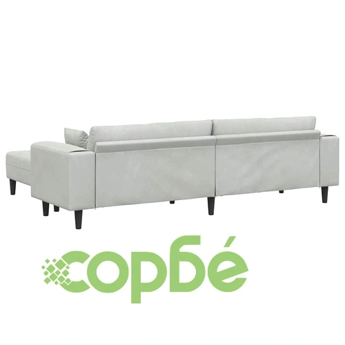 U-образен кадифен диван за 4 души светлосив 250x188x76 см ➤ топ цена ➤ sorbe.bg