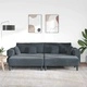 4-местен U-образен диван от кадифе 250x188x76 см тъмносив