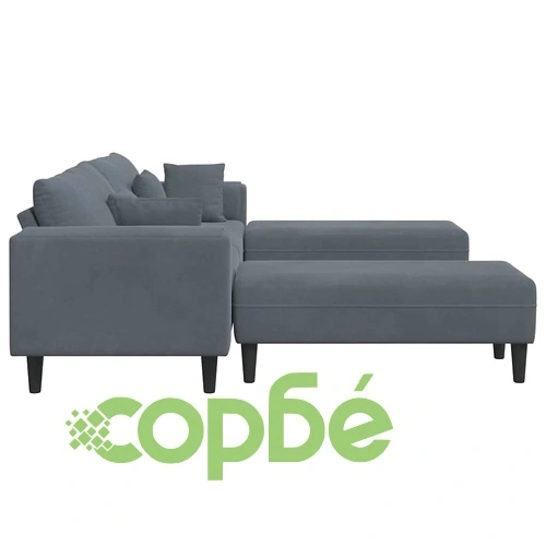 4-местен U-образен диван от кадифе 250x188x76 см тъмносив ➤ топ цена ➤ sorbe.bg