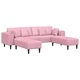 4-местен U-образен велурен диван в розово 250x188x76 см
