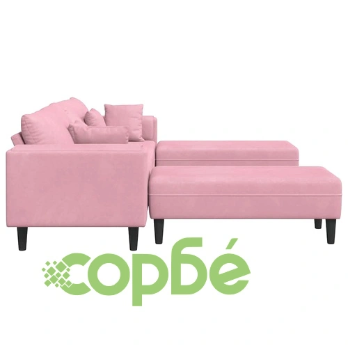 4-местен U-образен велурен диван в розово 250x188x76 см ➤ топ цена ➤ sorbe.bg