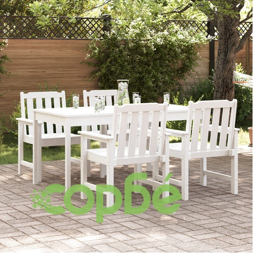 Комплект градински столове за хранене 4 бр, бели, 65.5x55.5x88 см, HDPE пластмаса ➤ топ цена ➤ sorbe.bg