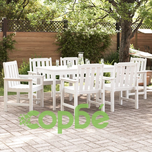 Градински трапезни столове 6 бр, бели, 65.5x55.5x88 см, изработени от HDPE ➤ топ цена ➤ sorbe.bg