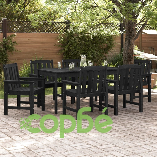 Комплект 6 градински стола от HDPE, черни, 65,5x55,5x88 см, издръжливи и модерни ➤ топ цена ➤ sorbe.bg