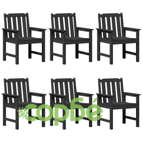 Комплект 6 градински стола от HDPE, черни, 65,5x55,5x88 см, издръжливи и модерни ➤ топ цена ➤ sorbe.bg