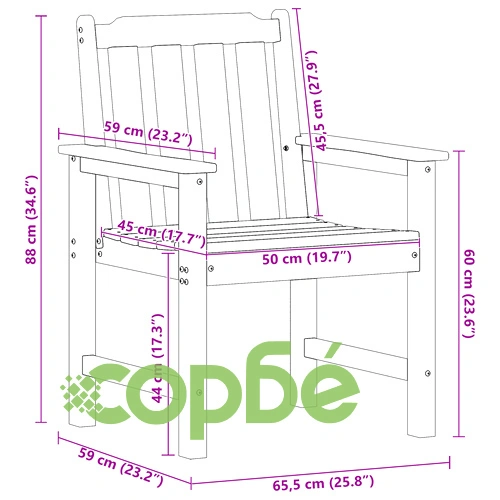 Градински столове 6 бр светлосиви 65.5x55.5x88 см от HDPE с дървесен завършек ➤ топ цена ➤ sorbe.bg