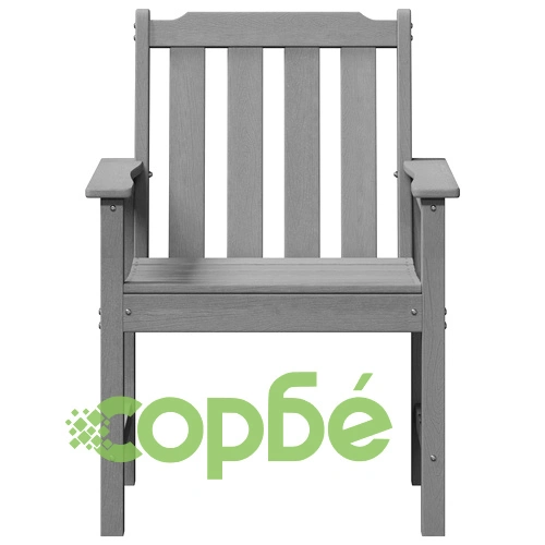 Градински столове 6 бр светлосиви 65.5x55.5x88 см от HDPE с дървесен завършек ➤ топ цена ➤ sorbe.bg