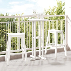 Градински бар комплект от 3 части - бяла HDPE маса 55x55x107 см и 2 бели HDPE бар стола