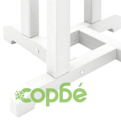 Градински бар комплект от 3 части - бяла HDPE маса 55x55x107 см и 2 бели HDPE бар стола ➤ топ цена ➤ sorbe.bg