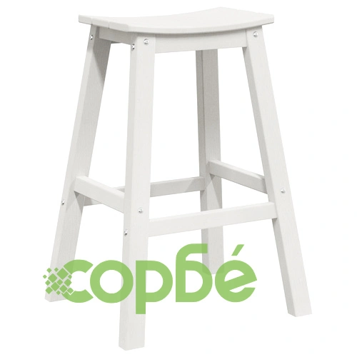 Градински бар комплект от 3 части - бяла HDPE маса 55x55x107 см и 2 бели HDPE бар стола ➤ топ цена ➤ sorbe.bg