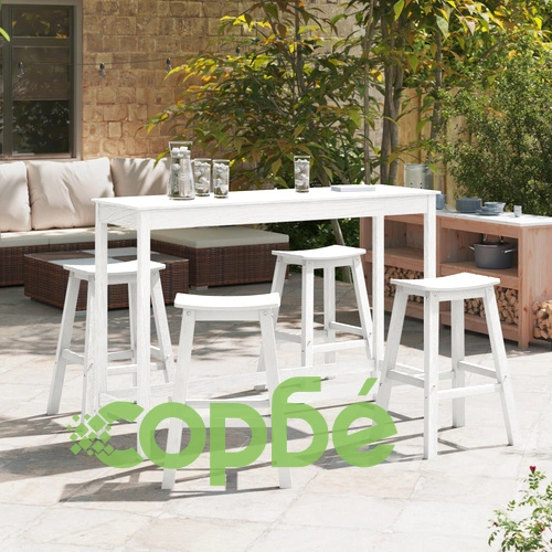 Комплект бар столове от HDPE - 6 броя, бели, височина 70 см ➤ топ цена ➤ sorbe.bg