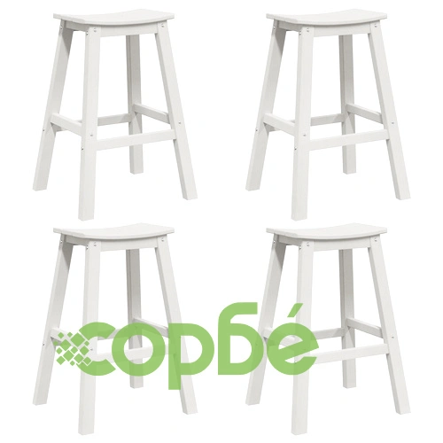 Комплект бар столове от HDPE - 6 броя, бели, височина 70 см ➤ топ цена ➤ sorbe.bg