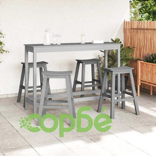 Комплект бар столове от HDPE - 6 броя, Светлосив, Височина 76 см ➤ топ цена ➤ sorbe.bg