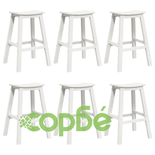 Комплект от 9 бр. Бар столове от HDPE материал в бял цвят за външна употреба ➤ топ цена ➤ sorbe.bg