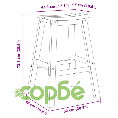 Комплект от 9 бр. Бар столове от HDPE материал в бял цвят за външна употреба ➤ топ цена ➤ sorbe.bg