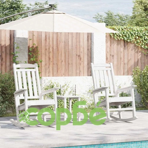 Люлеещи се градински столове 2 броя бели 70x92x108 см HDPE ➤ топ цена ➤ sorbe.bg