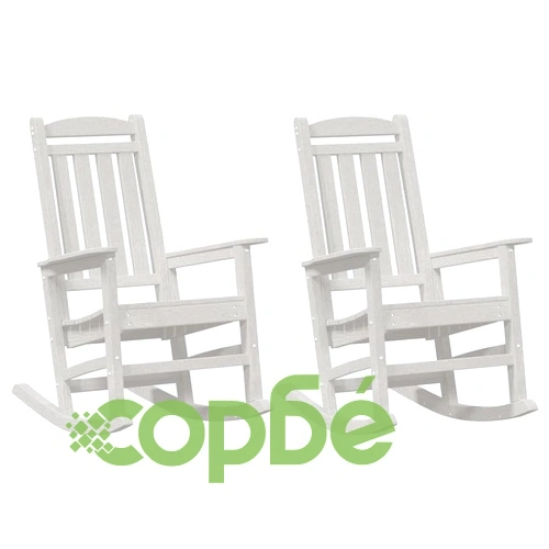 Люлеещи се градински столове 2 броя бели 70x92x108 см HDPE ➤ топ цена ➤ sorbe.bg