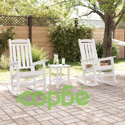 Люлеещи се градински столове 2 броя бели 70x92x108 см HDPE ➤ топ цена ➤ sorbe.bg
