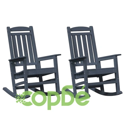 Люлеещи се градински столове 2 броя тъмносини 70x92x108 см HDPE ➤ топ цена ➤ sorbe.bg