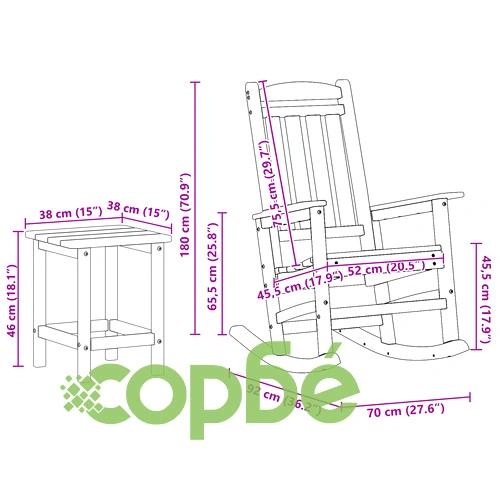 3 Части Градински Комплект с Люлеещи Столове от Черен HDPE ➤ топ цена ➤ sorbe.bg