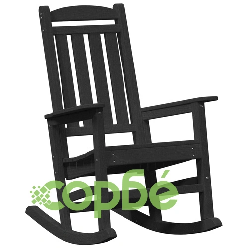 3 Части Градински Комплект с Люлеещи Столове от Черен HDPE ➤ топ цена ➤ sorbe.bg