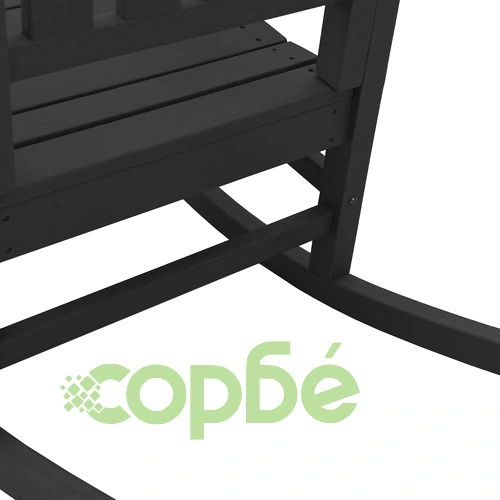 3 Части Градински Комплект с Люлеещи Столове от Черен HDPE ➤ топ цена ➤ sorbe.bg