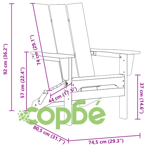 Комплект от 2 сгъваеми стола Adirondack, светлосив, 74.5x80.5x90 см, HDPE ➤ топ цена ➤ sorbe.bg