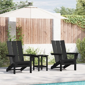 3-частов градински комплект от черен HDPE - 2 сгъваеми Adirondack стола (74.5x80.5x90 см) и странична маса (38x38x45 см)