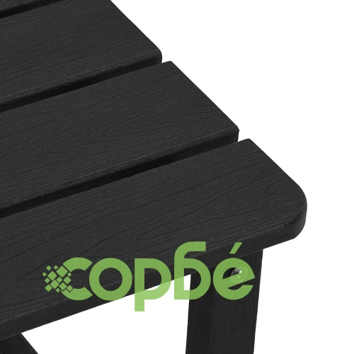 3-частов градински комплект от черен HDPE - 2 сгъваеми Adirondack стола (74.5x80.5x90 см) и странична маса (38x38x45 см) ➤ топ цена ➤ sorbe.bg