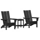 3-частов градински комплект от черен HDPE - 2 сгъваеми Adirondack стола (74.5x80.5x90 см) и странична маса (38x38x45 см)