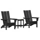 3-частов градински комплект от черен HDPE - 2 сгъваеми Adirondack стола (74.5x80.5x90 см) и странична маса (38x38x45 см)