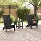 3-частов градински комплект от черен HDPE - 2 сгъваеми Adirondack стола (74.5x80.5x90 см) и странична маса (38x38x45 см)