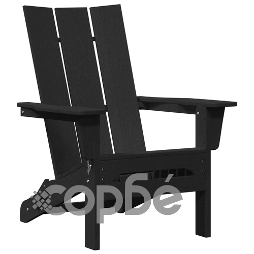 3-частов градински комплект от черен HDPE - 2 сгъваеми Adirondack стола (74.5x80.5x90 см) и странична маса (38x38x45 см) ➤ топ цена ➤ sorbe.bg