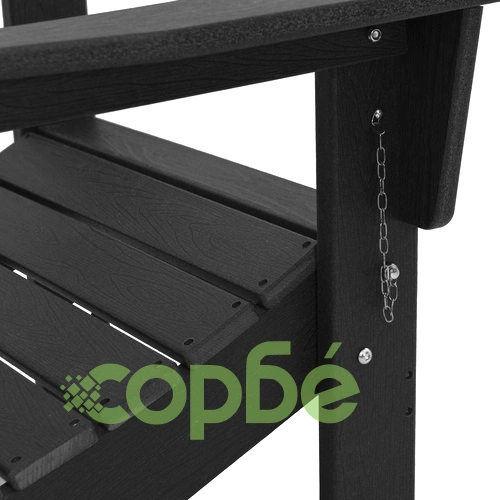 3-частов градински комплект от черен HDPE - 2 сгъваеми Adirondack стола (74.5x80.5x90 см) и странична маса (38x38x45 см) ➤ топ цена ➤ sorbe.bg