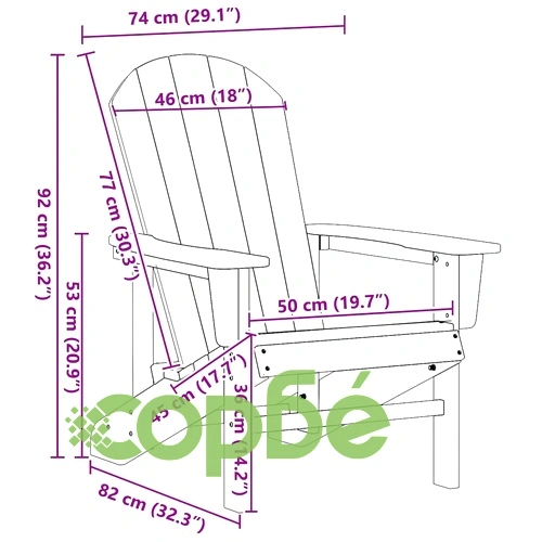Комплект градински столове Adirondack 2 броя бели 74x82x90 см HDPE ➤ топ цена ➤ sorbe.bg