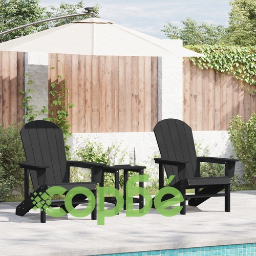 Adirondack столове комплект 2 броя, черни, 74x82x90 см, HDPE материал ➤ топ цена ➤ sorbe.bg