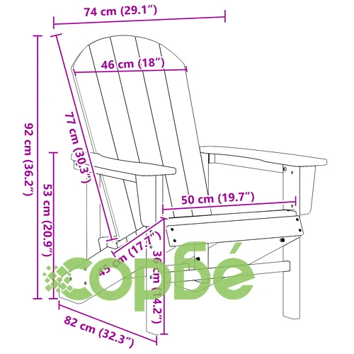 Adirondack столове комплект 2 броя, черни, 74x82x90 см, HDPE материал ➤ топ цена ➤ sorbe.bg
