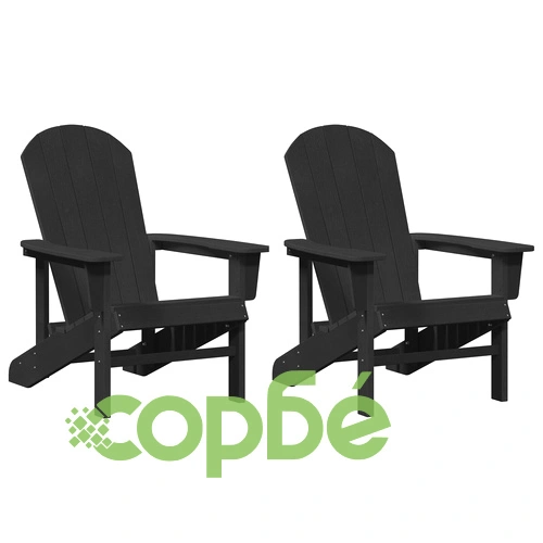 Adirondack столове комплект 2 броя, черни, 74x82x90 см, HDPE материал ➤ топ цена ➤ sorbe.bg
