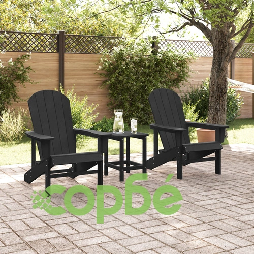 Комплект за градински отдих - 2 стола и маса от черен HDPE материал ➤ топ цена ➤ sorbe.bg
