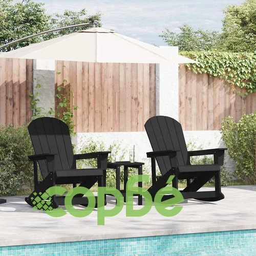 Адирондак люлеещи се столове 2 бр. черни HDPE 73.5x92x90 см ➤ топ цена ➤ sorbe.bg