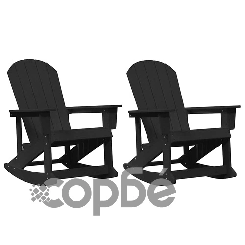 Адирондак люлеещи се столове 2 бр. черни HDPE 73.5x92x90 см ➤ топ цена ➤ sorbe.bg