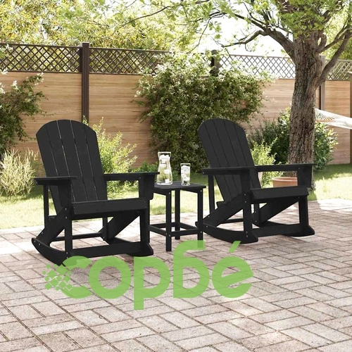 Адирондак люлеещи се столове 2 бр. черни HDPE 73.5x92x90 см ➤ топ цена ➤ sorbe.bg